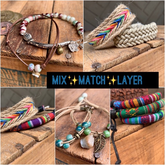 ✨LARGE CERAMIC BEAD BOHO ROPE BRACELET/ANKLET - Picture 6 of 6